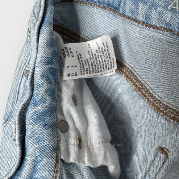 American Eagle Highest Waist 90s Boyfriend Jean Size 0 Light Wash Ripped Denim - Picture 3 of 9